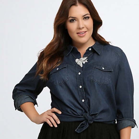torrid Tops - ⭐️ Torrid dark wash denim button down shirt